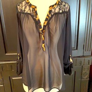 Miss Me NWT large sheer black blouse.